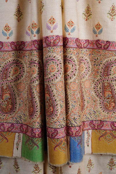 Multicolor Jamawar  Embroidery Cashmere Pashmina Shawl