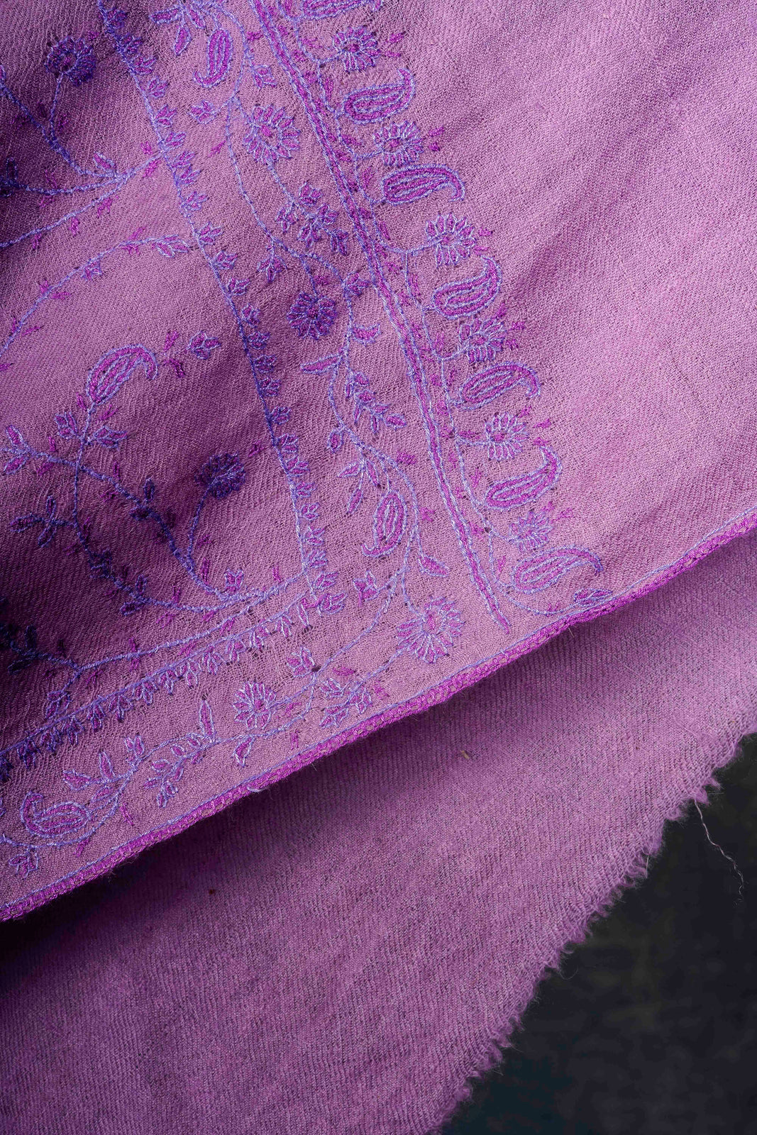 Mauve Base Jali Embroidery Pashmina Cashmere Scarf