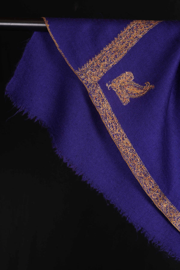 Blue Border Embroidery Pashmina Cashmere Scarf