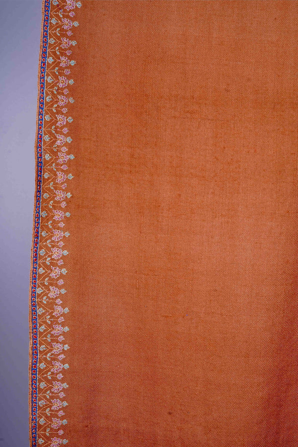 Ginger Base Border Embroidery Cashmere Pashmina Shawl