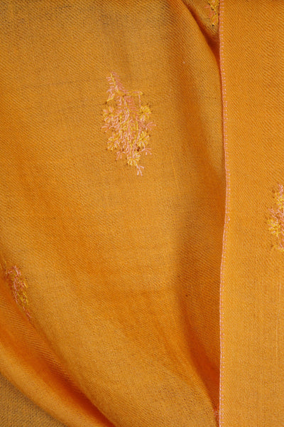 Mustard Base Buteh Embroidery Pashmina Cashmere Scarf