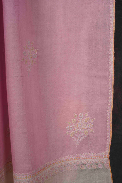 Pink Boteh Motif Embroidery Cashmere Pashmina Shawl