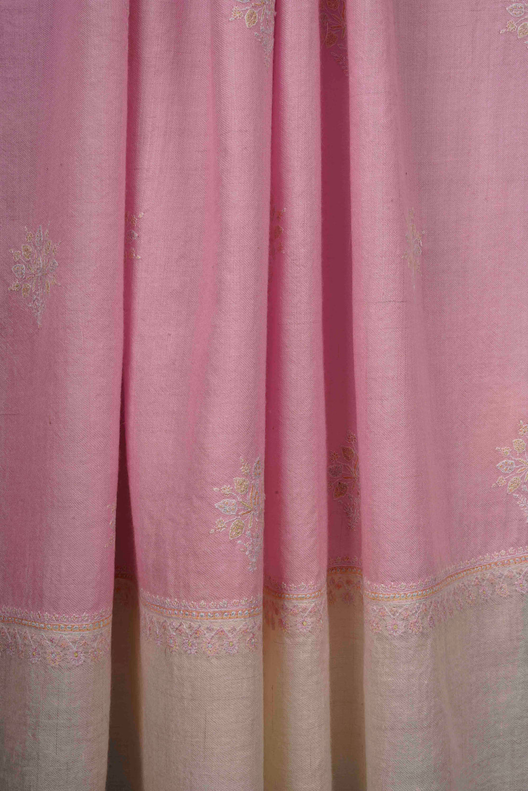 Pink Boteh Motif Embroidery Cashmere Pashmina Shawl