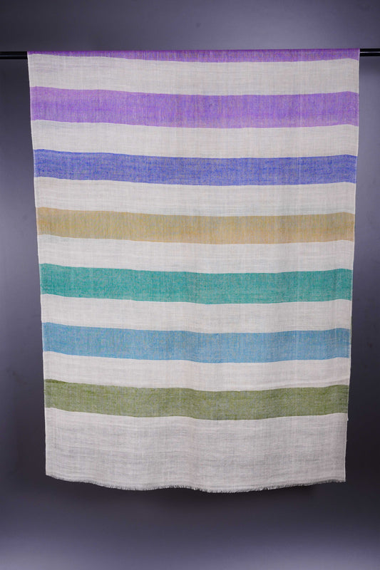 Multicolor Big stripe hand-woven Cashmere Pashmina Stole