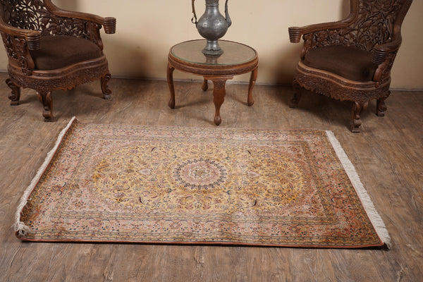 Ivory And Mustard kashmir carpet