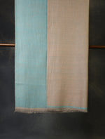 Aqua Blue And Light Peach Reversible Handwoven Cashmere Pashmina Shawl