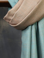 Aqua Blue And Light Peach Reversible Handwoven Cashmere Pashmina Shawl