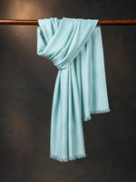 Artic Blue Cashmere Scarf on Wooden Stand