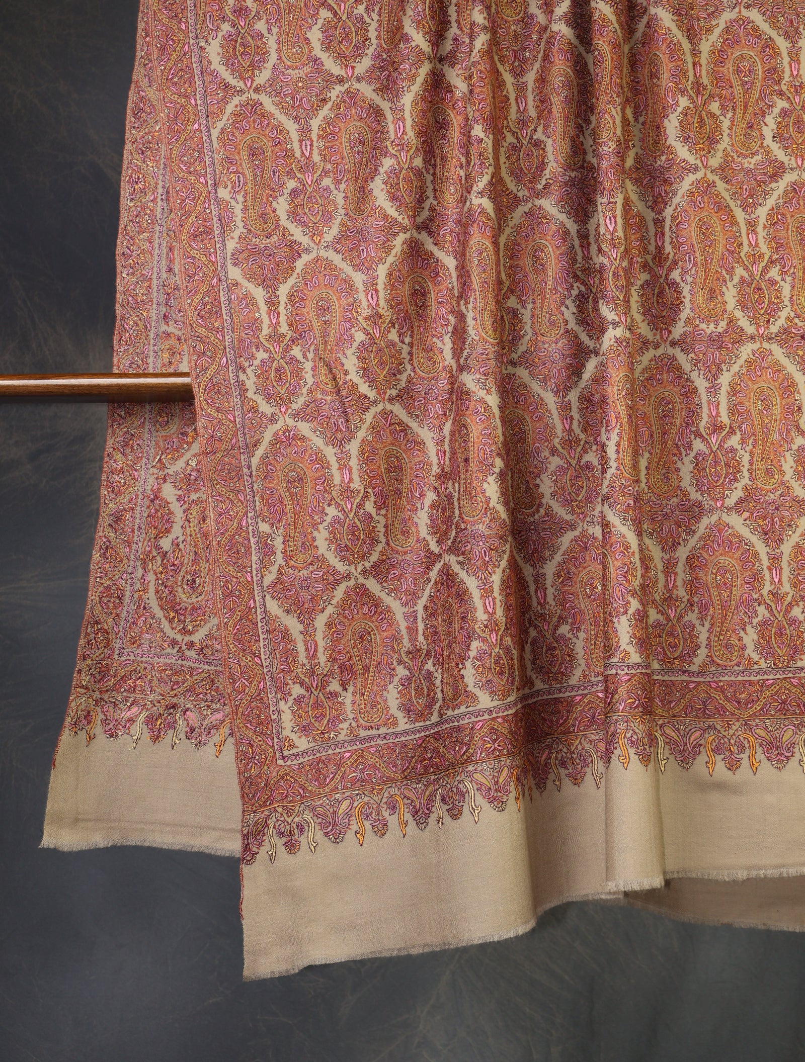 Natural Jamawar Embroidery Cashmere Pashmina Shawl