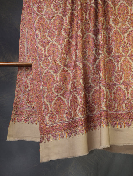 Natural Jamawar Embroidery Cashmere Pashmina Shawl
