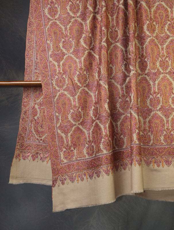 Natural Jamawar Embroidery Cashmere Pashmina Shawl