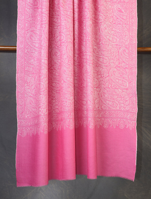 Pink Jali Embroidery Cashmere Pashmina Shawl