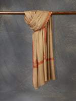 Beige colour with Small Border Embroidery Cashmere Pashmina Scarf