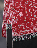 Black And Red Jali Embroidery Cashmere Pashmina Shawl