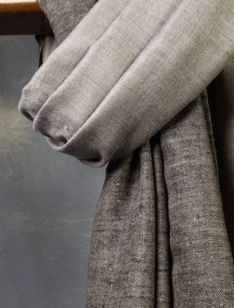 Black And Stone Grey Reversible Handwoven Cashmere Pashmina Shawl