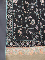 Black Base Jali Embroidery Cashmere Pashmina Shawl