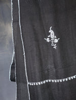 Black Boteh Motif Embroidery Cashmere Pashmina Scarf