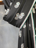 Black Boteh motif Embroidery Cashmere Pashmina Shawl