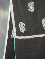 Black Boteh motif Embroidery Cashmere Pashmina Shawl