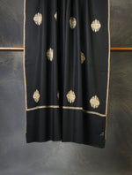 Black Butti-Dar & Border Embroidery Cashmere Pashmina Shawl