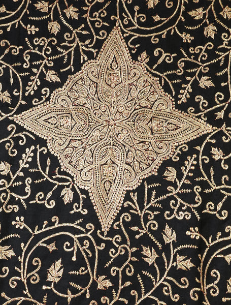 Black Tilla Embroidery Pashmina Shawl