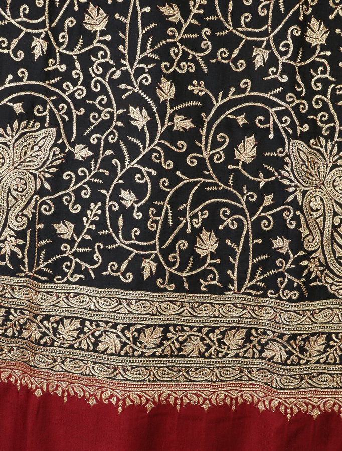 Black Tilla Embroidery Pashmina Shawl
