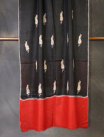 Black and Red Base Boteh Embroidery Pashmina Cashmere Scarf