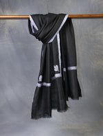 Black colour with Small Border Embroidery Cashmere Pashmina Scarf