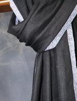 Black colour with Small Border Embroidery Cashmere Pashmina Scarf