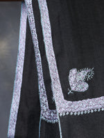 Black colour with Small Border Embroidery Cashmere Pashmina Scarf