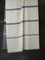 Blue And Ivory Plaid Pure Cashmere Pashmina Scarf