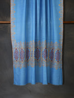Blue Base Big Motif Border Embroidery Cashmere Pashmina Shawl