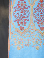 Blue Base Big Motif Border Embroidery Cashmere Pashmina Shawl