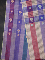 Blue Check Reversible Butti-Dar Embroidery Pashmina Cashmere Shawl
