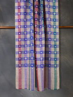 Blue Check Reversible Butti-Dar Embroidery Pashmina Cashmere Shawl