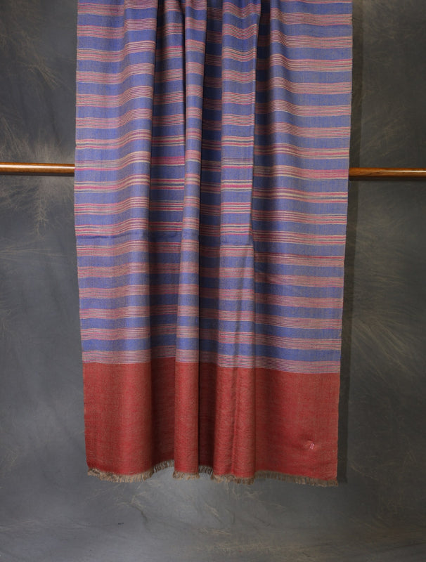 Blue Handwoven Plaid Pure Cashmere Pashmina Shawl