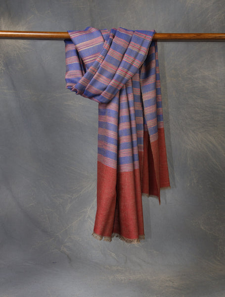 Blue Handwoven Plaid Pure Cashmere Pashmina Shawl