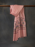 Blush Pink Base Big Motifs Border Embroidery Cashmere Pashmina Shawl