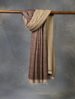 Brown And Beige Reversible Handwoven Cashmere Pashmina Shawl