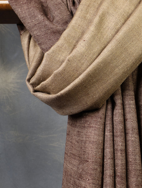 Brown And Beige Reversible Handwoven Cashmere Pashmina Shawl