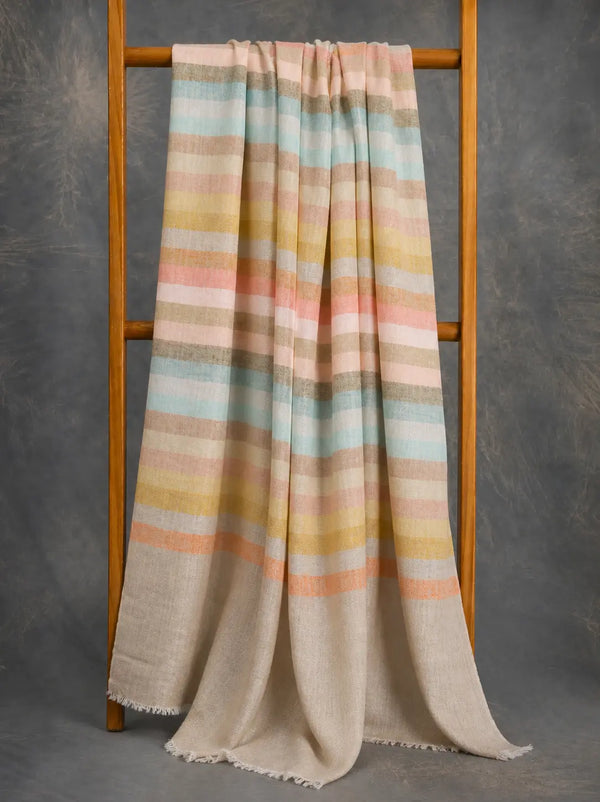 Brown Plain Cashmere Scarf on Wooden Stand