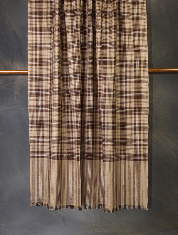 Brown  Plaid Pure Cashmere Pashmina Shawl
