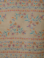 Cream Color Boteh Motifs Embroidery Cashmere Pashmina Shawl 