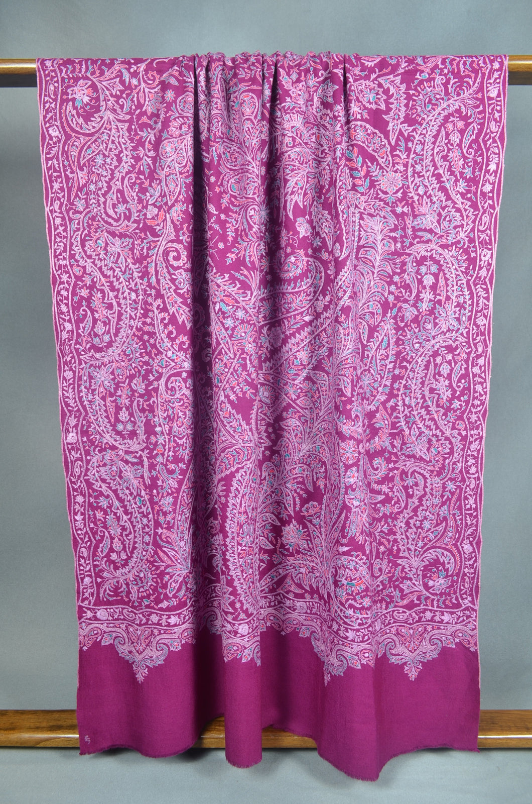 Orchid Purple Base Jamawar Multi-color Embroidery Pashmina Shawl