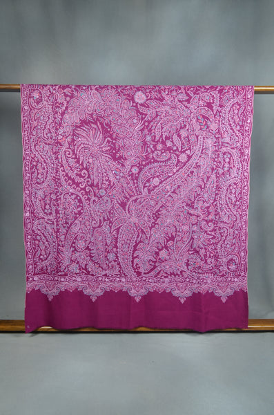 Orchid Purple Base Jamawar Multi-color Embroidery Pashmina Shawl