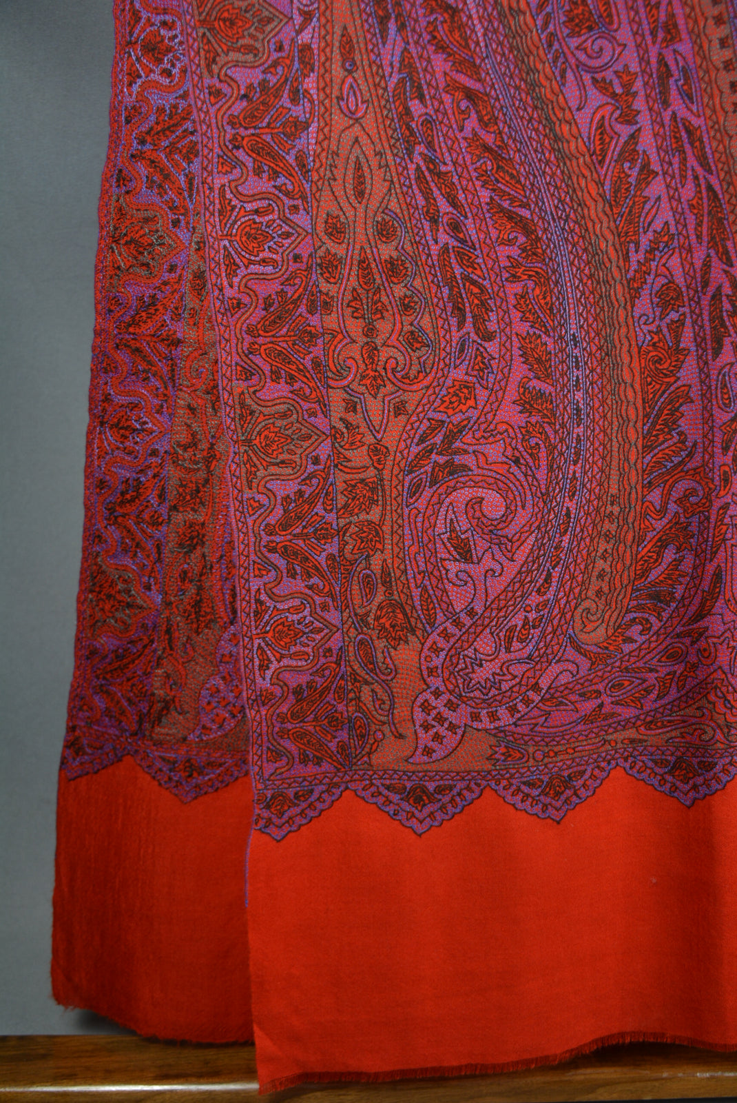 Red Base Jamawar Embroidery Cashmere Pashmina Shawl