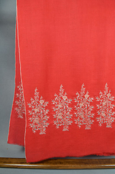 Red Embroidery Cashmere Pashmina Scarf