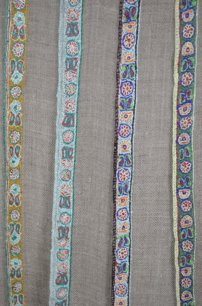 Natural base Cone Motif  Sozni Hand Embroidery Pashmina Shawl