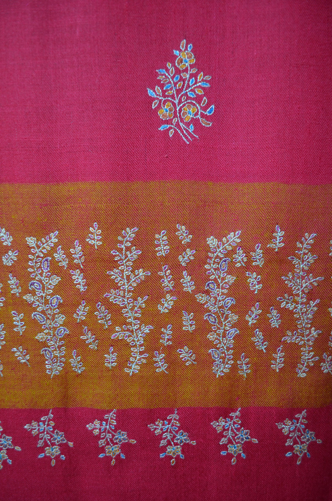 Orange & Pink Embroidery Cashmere Pashmina Shawl