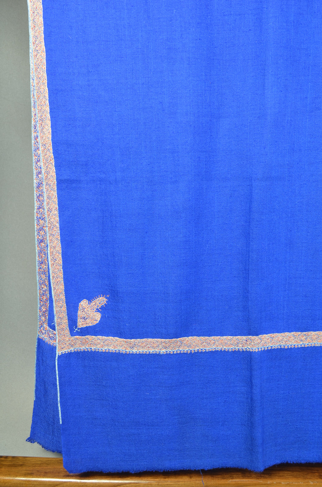 Blue Beldar Border Embroidery Cashmere Pashmina Shawl